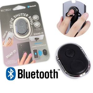 Black Universal Bluetooth Selfie Photo Shutter Button Phone Ring Stand